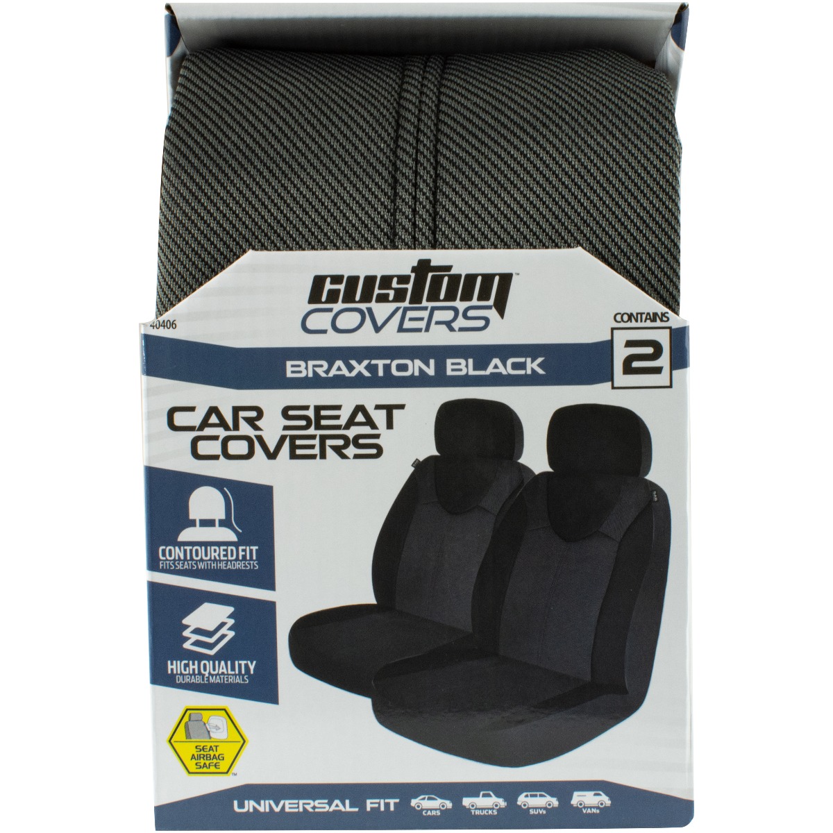 Custom Accessories Braxton Black Low Back Bucket Seat Cover